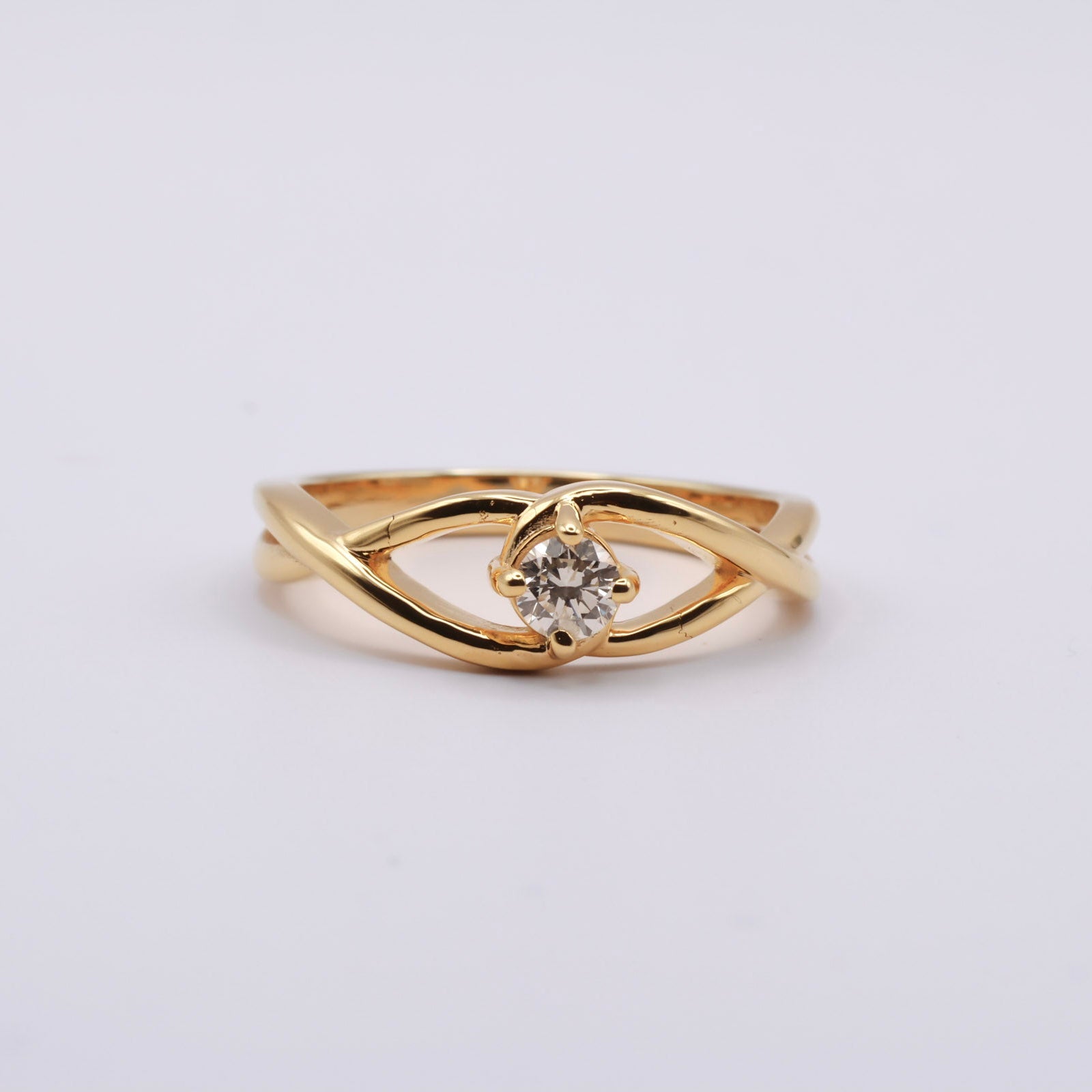Kultainen yelleo-timanttisormus - solitaire - briljanttihionta