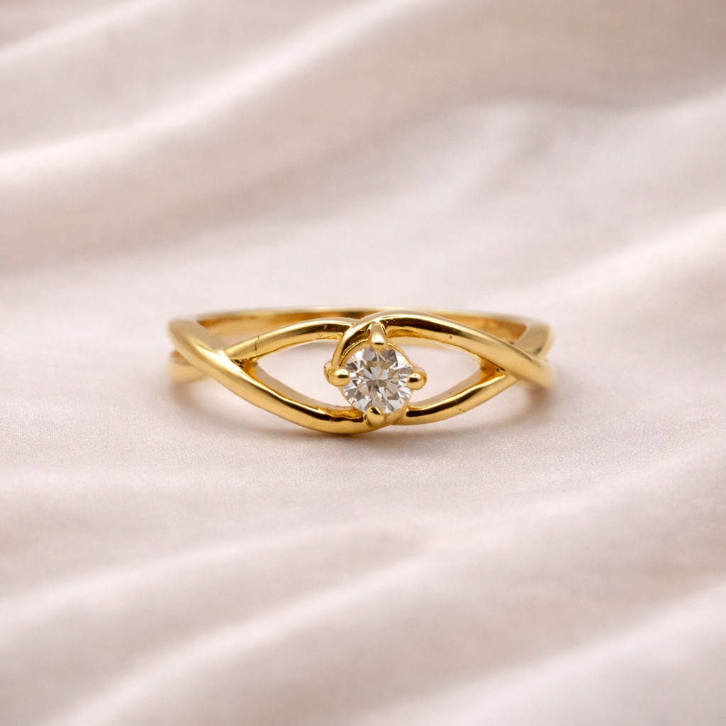 Kultainen yelleo-timanttisormus - solitaire - briljanttihionta