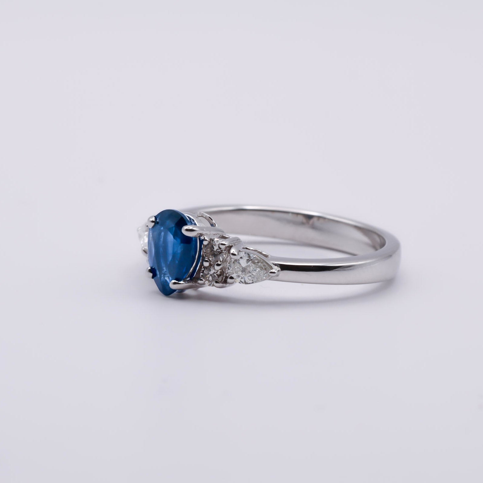 Pear-Shaped Blue Sapphire Ring