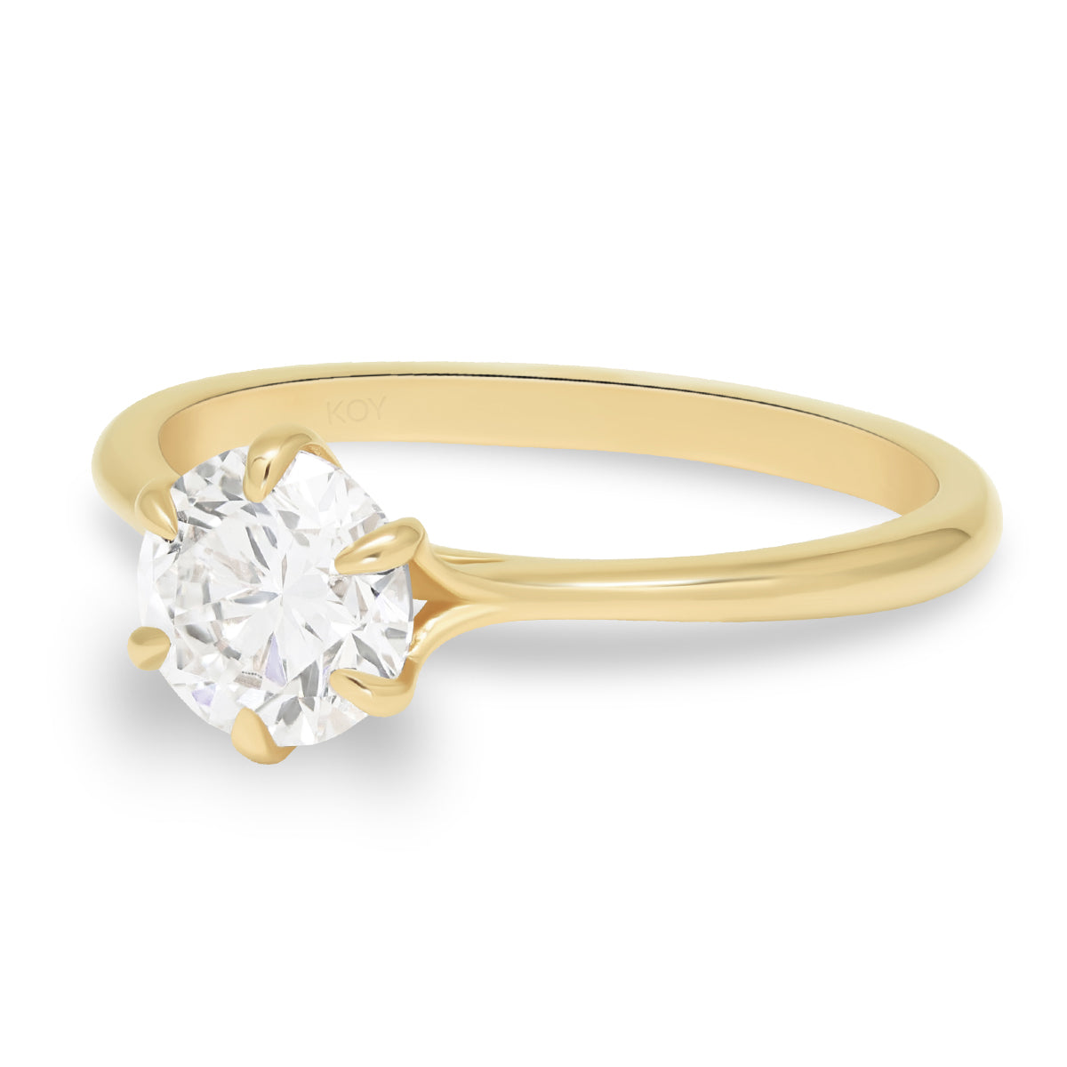 Keltakultainen timanttisormus - briljanttihiontainen - solitaire / 1 karaatti