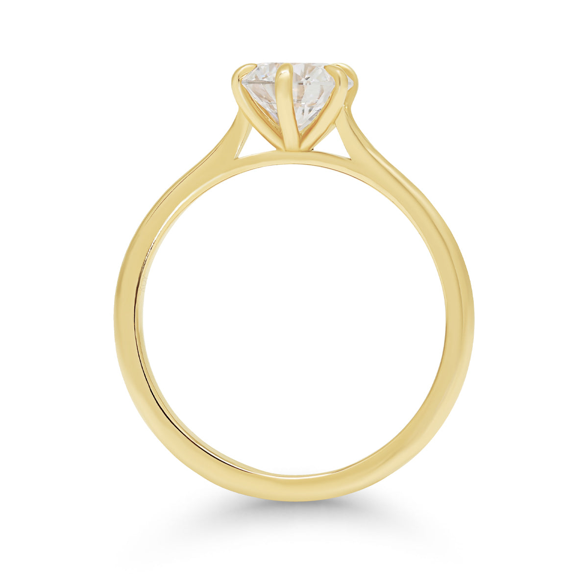 Keltakultainen timanttisormus - briljanttihiontainen - solitaire / 1 karaatti