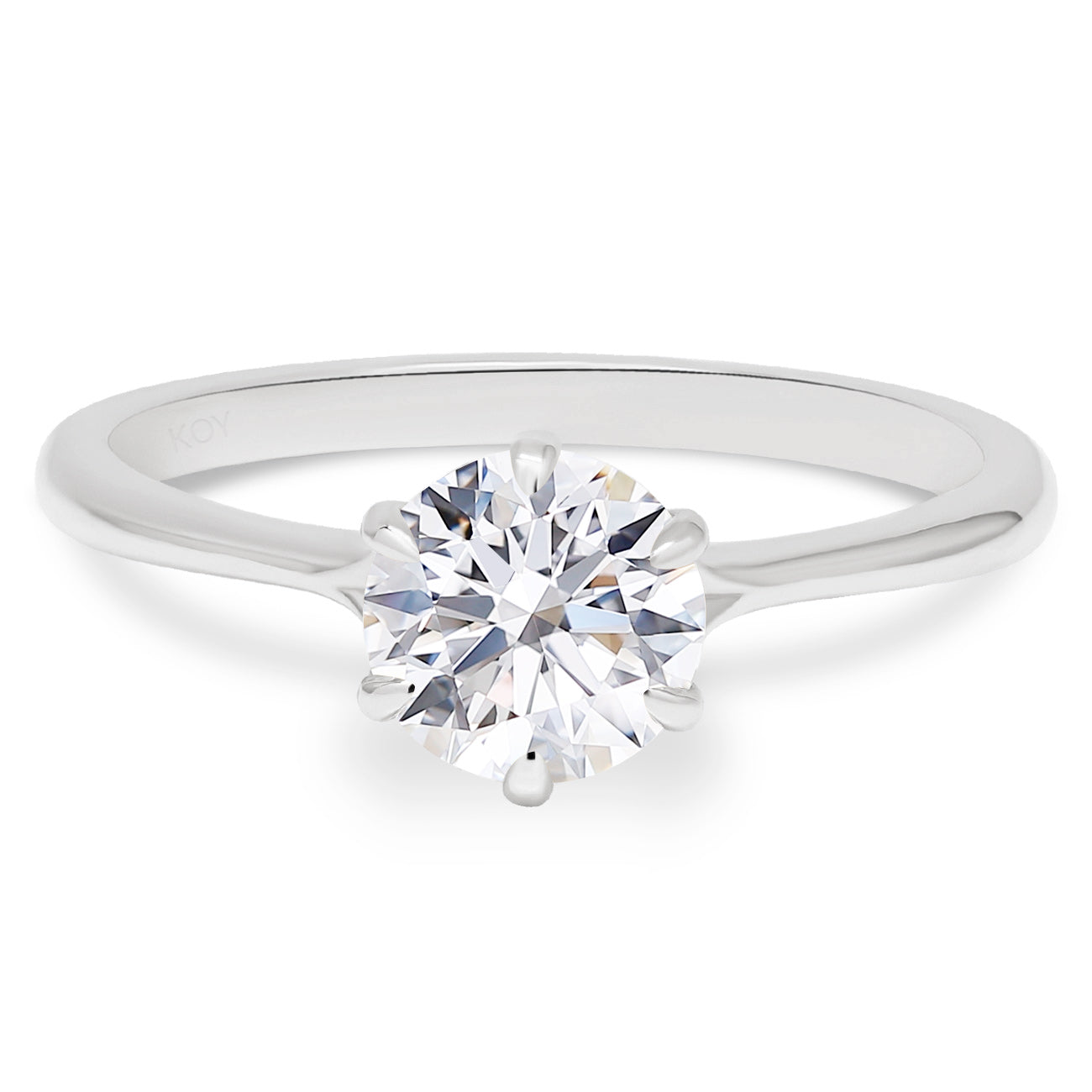 Valkokultainen timanttisormus - briljanttihiontainen - solitaire / 1 karaatti