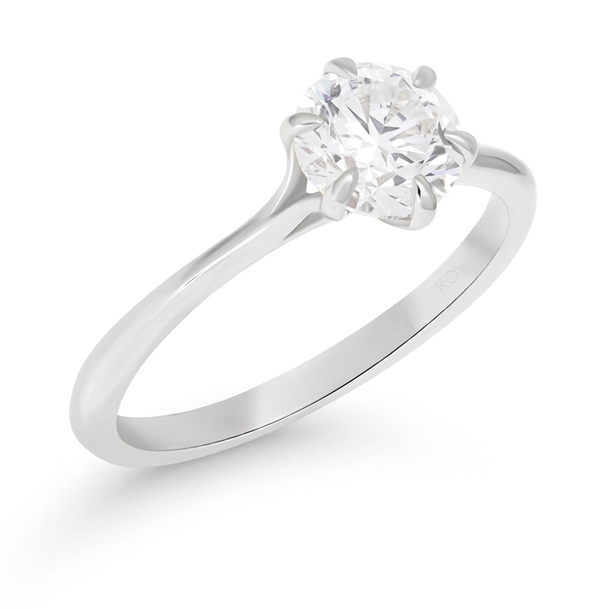 Valkokultainen timanttisormus - briljanttihiontainen - solitaire / 1 karaatti