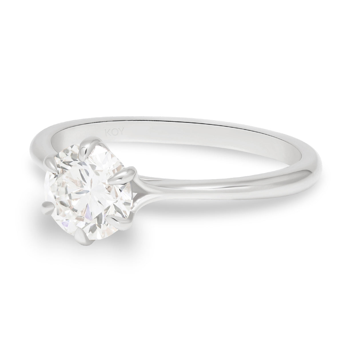 Valkokultainen timanttisormus - briljanttihiontainen - solitaire / 1 karaatti