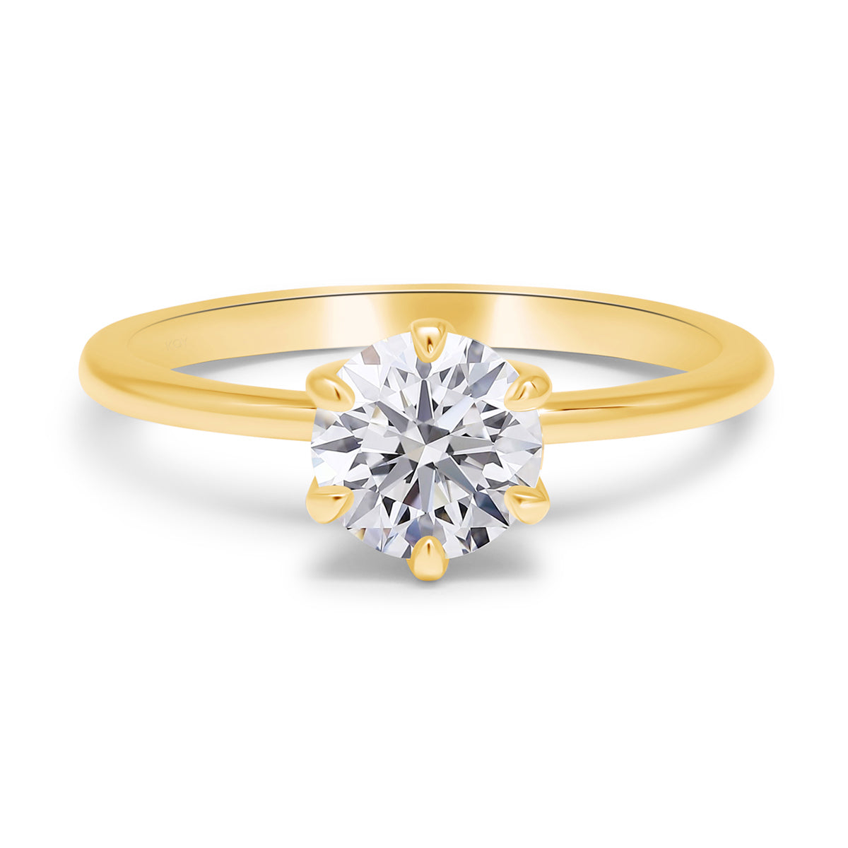 Keltakultainen timanttisormus - briljanttihiontainen - solitaire - 1 karaatti