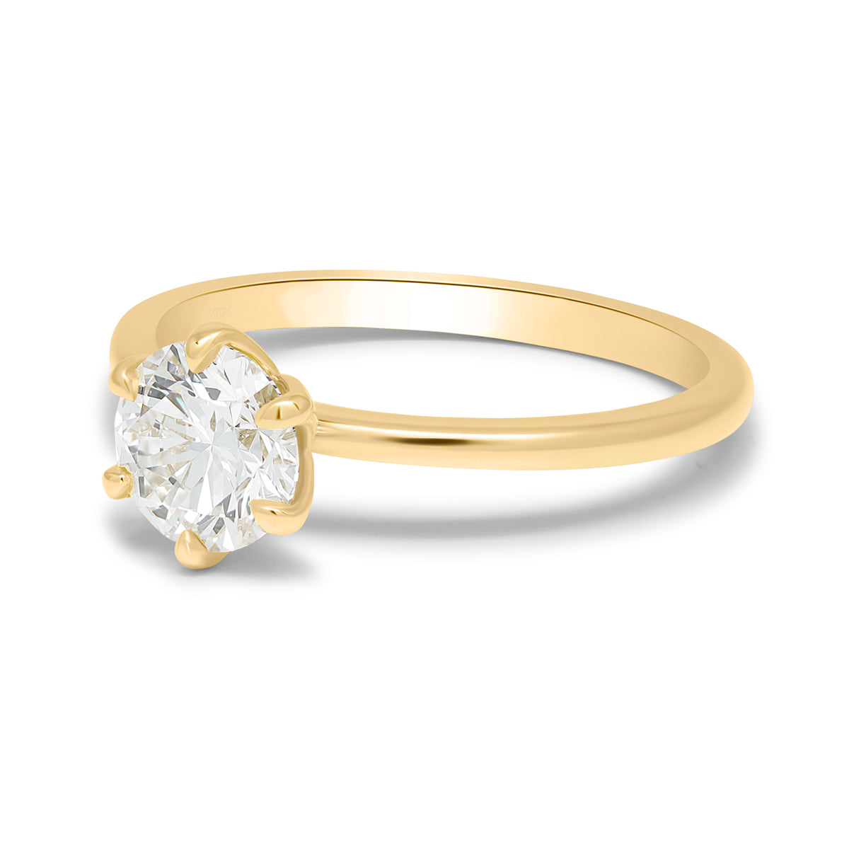 Keltakultainen timanttisormus - briljanttihiontainen - solitaire - 1 karaatti