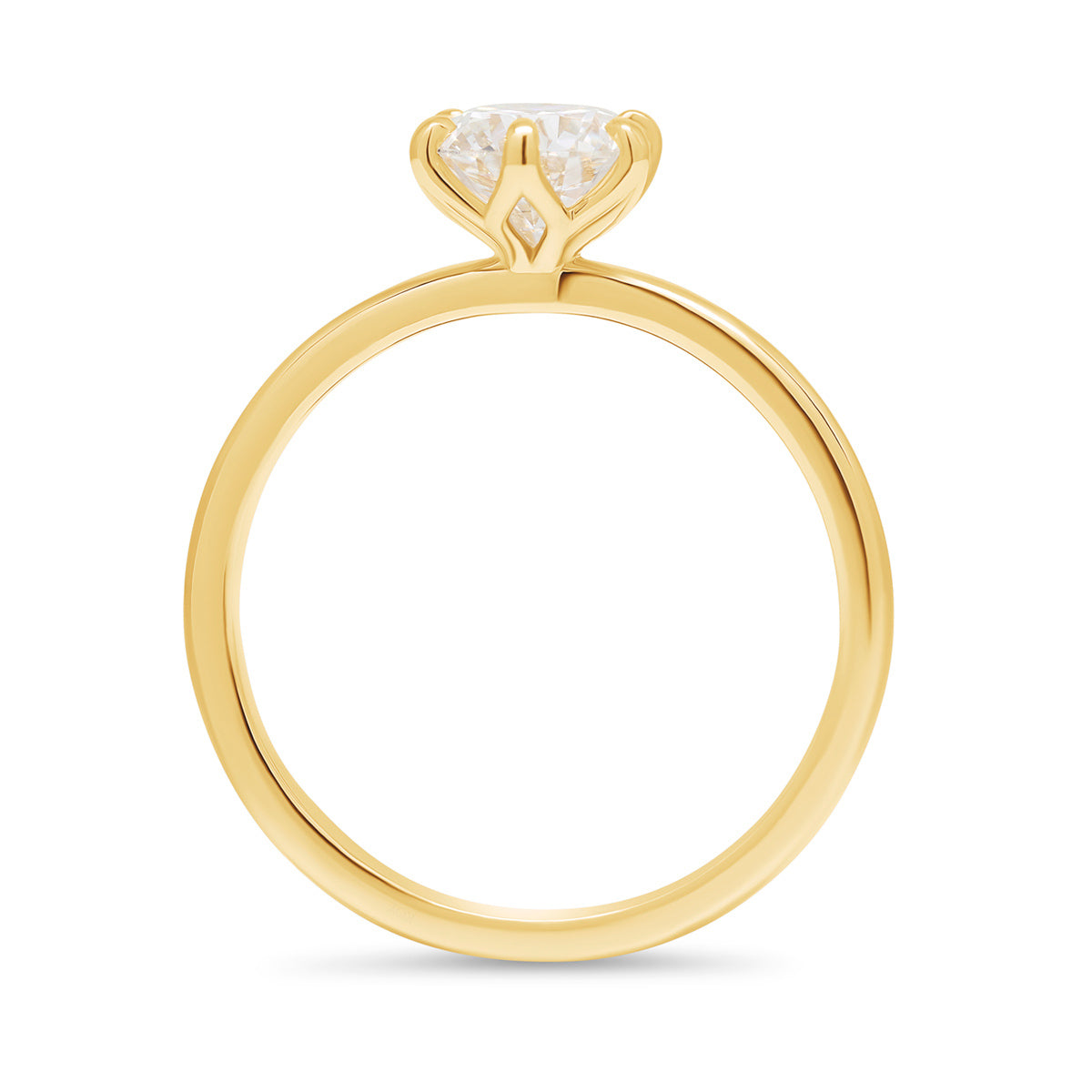 Keltakultainen timanttisormus - briljanttihiontainen - solitaire - 1 karaatti