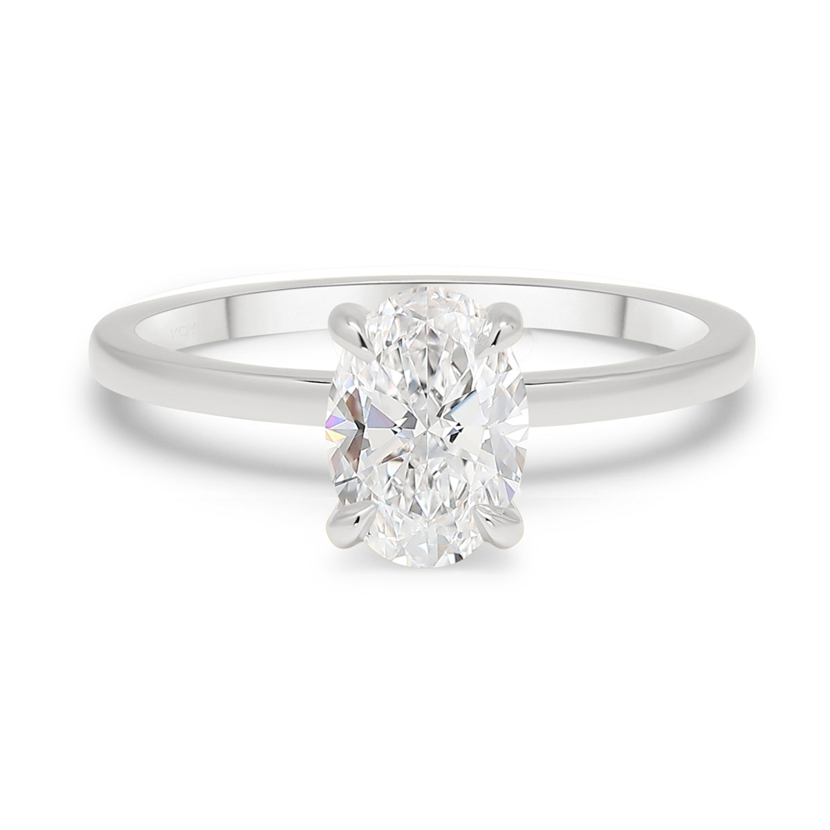 Valkokultainen timanttisormus - ovaali hionta - solitaire - 1 karaatti