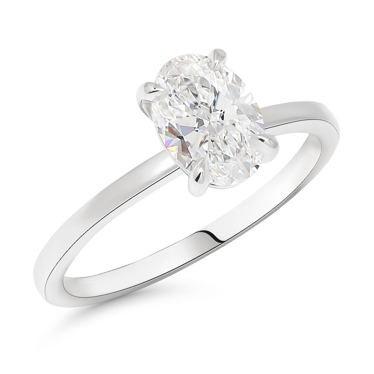 Valkokultainen timanttisormus - ovaali hionta - solitaire - 1 karaatti