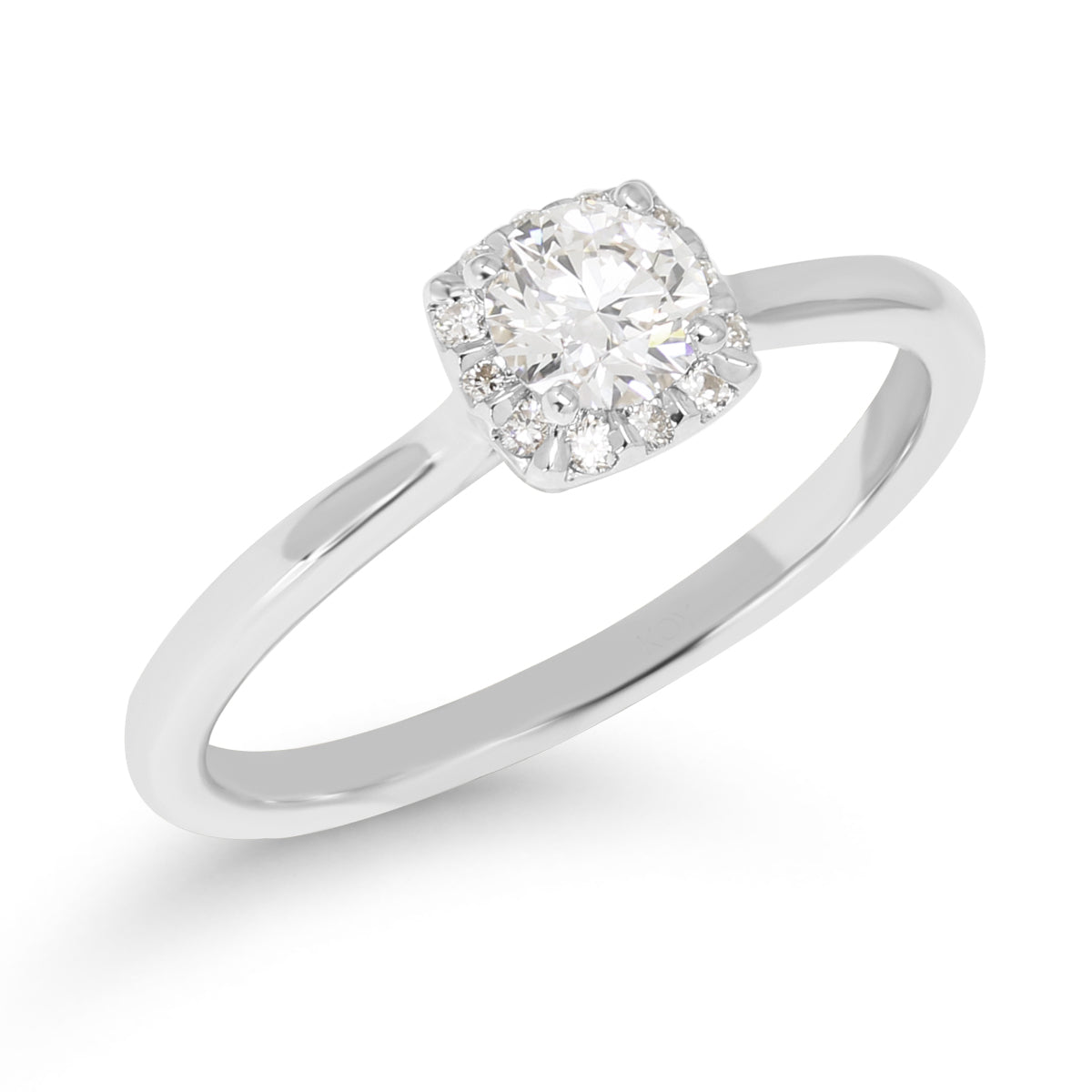 valkokultainen timanttisormus - lab timantti - briljanttihiottu halo